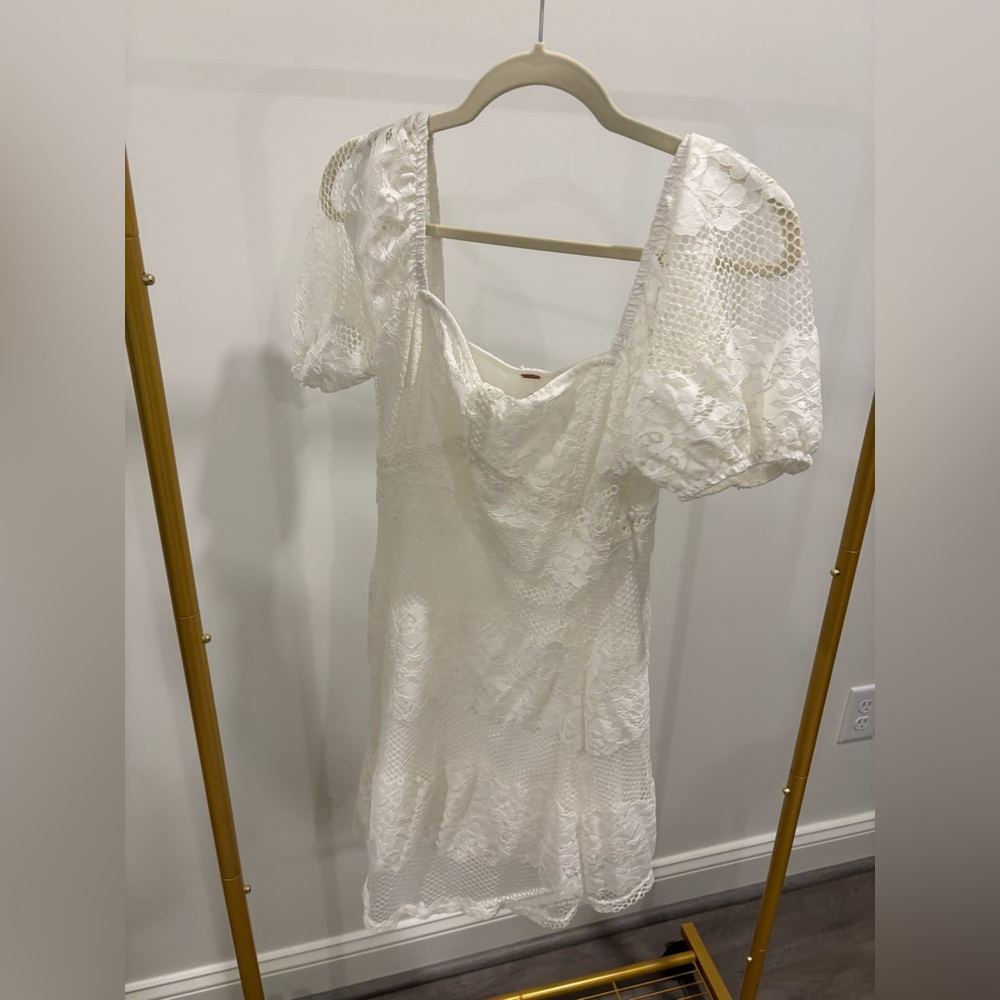 Free People White Lace Mini Dress